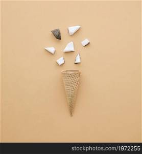 ice cream concept with cone coconut pieces. High resolution photo. ice cream concept with cone coconut pieces. High quality photo