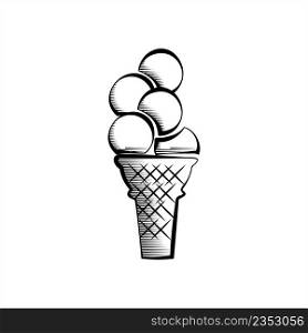 Ice Cream Cone Icon Vector Art Illustration