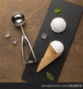 ice cream cone with ice cream scoop