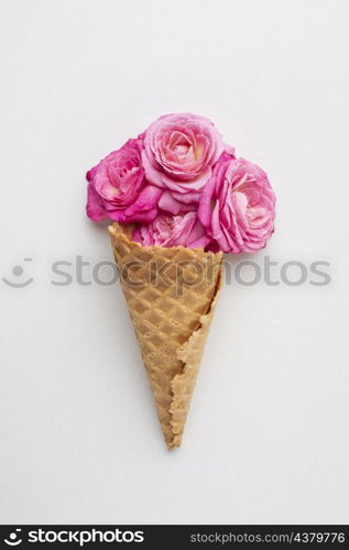 ice cream cone with roses