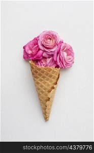 ice cream cone with roses