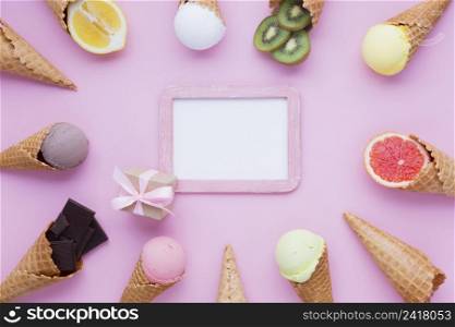 ice cream cones with frame mock up