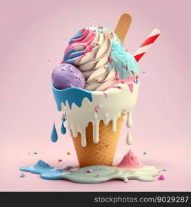 Ice cream creamy. Generative AI . High quality illustration. Ice cream creamy. Generative AI 