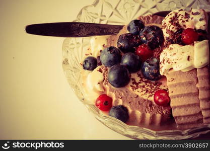 ice cream dessert decorated with berry fruit