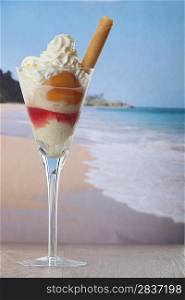 Ice cream dessert on beach