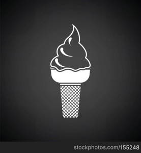 Ice cream icon. Black background with white. Vector illustration.