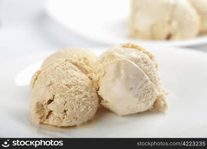 ice cream on white plates
