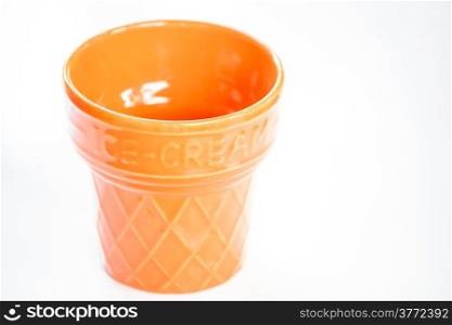 Ice cream shape ceramic flower pot isolated on white background