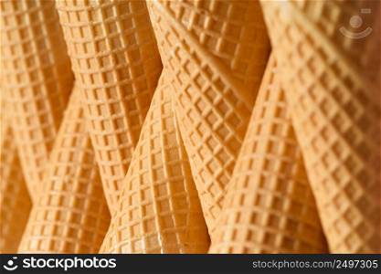 Ice cream waffle cones row abstract background