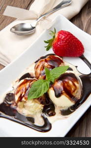 Ice cream with Chocolate topping