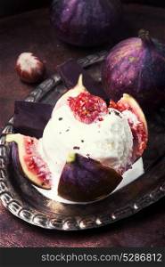 ice cream with figs. dessert ice cream with figs in retro style