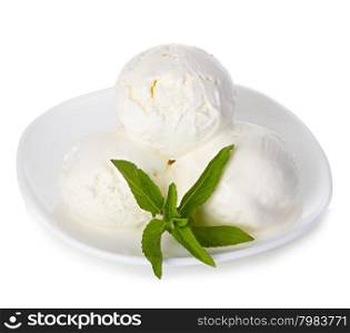 Ice cream with mint isolated