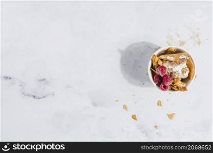 ice cream with raspberry wafer