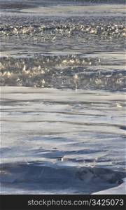 Ice Crystals Forming on Lake Saskatchewan Canada