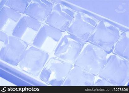 ice cube stack in blue background