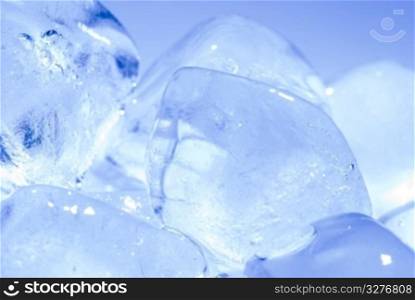 ice cube stack in blue background