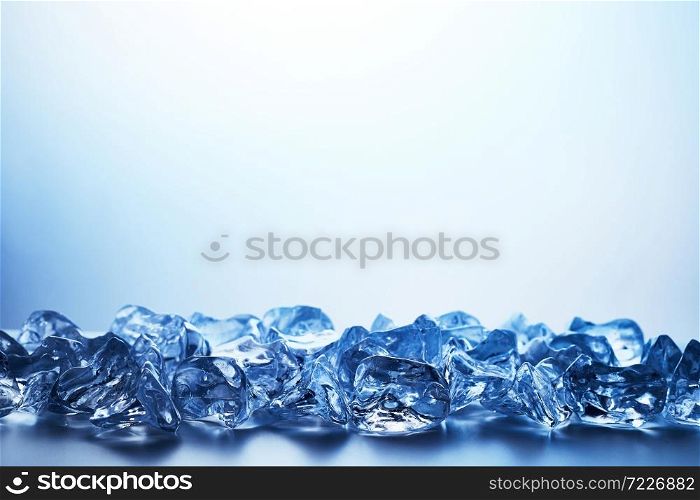 ice cubes on blue background.. ice cubes.