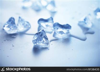 ice cubes on blue background. . ice cubes.