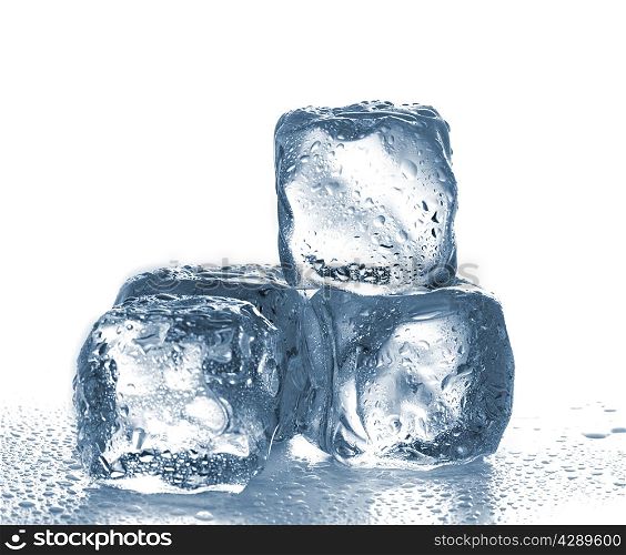 ice cubes on white background.