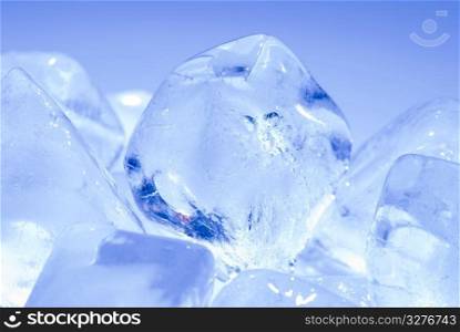 ice cuble stack in blue background