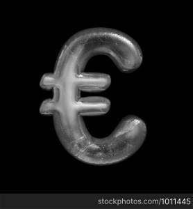 Ice euro currency sign - 3d Winter money symbol isolated on black background. This alphabet is perfect for creative illustrations related but not limited to Nature, Winter, Christmas...