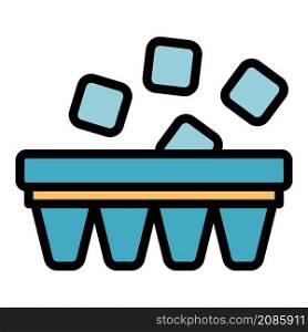 Ice from the refrigerator icon. Outline ice from the refrigerator vector icon color flat isolated. Ice from the refrigerator icon color outline vector