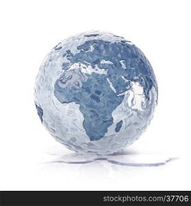 ice globe 3D illustration europe and africa map on white background