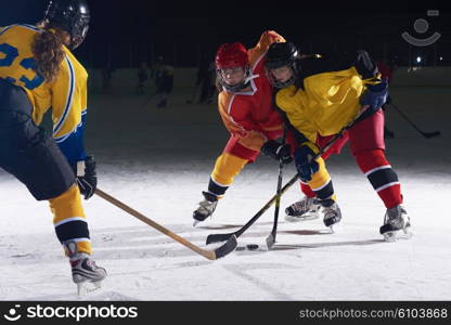 ice hockey sport players in action, business comptetition concpet, teen girls on training