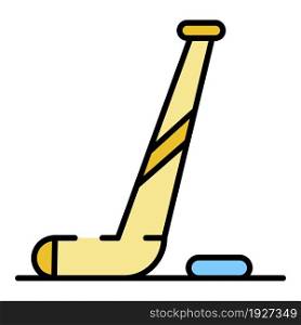 Ice hockey stick icon. Outline ice hockey stick vector icon color flat isolated. Ice hockey stick icon color outline vector