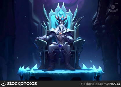 Ice king. Winter snow throne. Generate Ai. Ice king. Generate Ai