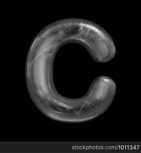 Ice letter C - large 3d Winter font isolated on black background. This alphabet is perfect for creative illustrations related but not limited to Nature, Winter, Christmas...
