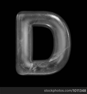 Ice letter D - Uppercase 3d Winter font isolated on black background. This alphabet is perfect for creative illustrations related but not limited to Nature, Winter, Christmas...