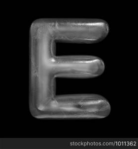 Ice letter E - large 3d Winter font isolated on black background. This alphabet is perfect for creative illustrations related but not limited to Nature, Winter, Christmas...