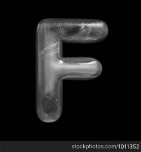 Ice letter F - Capital 3d Winter font isolated on black background. This alphabet is perfect for creative illustrations related but not limited to Nature, Winter, Christmas...