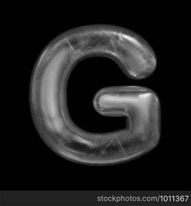 Ice letter G - large 3d Winter font isolated on black background. This alphabet is perfect for creative illustrations related but not limited to Nature, Winter, Christmas...