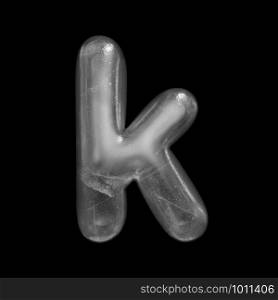 Ice letter K - Lower-case 3d Winter font isolated on black background. This alphabet is perfect for creative illustrations related but not limited to Nature, Winter, Christmas...