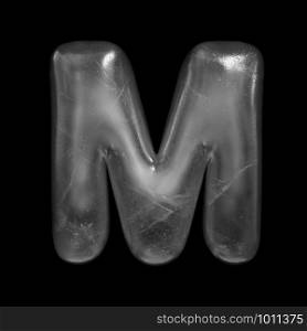 Ice letter M - Upper-case 3d Winter font isolated on black background. This alphabet is perfect for creative illustrations related but not limited to Nature, Winter, Christmas...