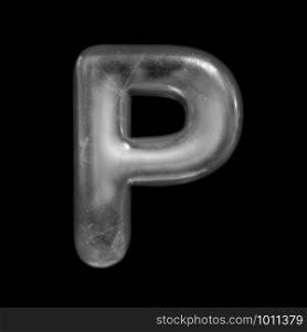 Ice letter P - Capital 3d Winter font isolated on black background. This alphabet is perfect for creative illustrations related but not limited to Nature, Winter, Christmas...