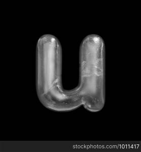 Ice letter U - Small 3d Winter font isolated on black background. This alphabet is perfect for creative illustrations related but not limited to Nature, Winter, Christmas...