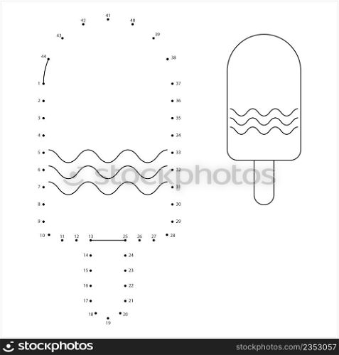 Ice Lolly Icon Dot To Dot, Ice Pop, Water, Milk Based Frozen Snack Vector Art Illustration