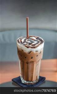 Ice Mocca Coffee. Iced Mocha Coffee in glass on the table