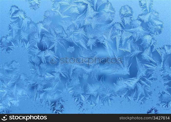 ice patterns on a winter glass