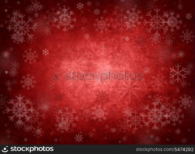 Ice Red Christmas Background With Snow And Snowflakes