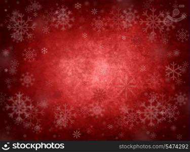 Ice Red Christmas Background With Snow And Snowflakes