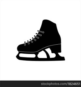 Ice Skate Icon, Ice Skating Shoes Icon Vector Art Illustration