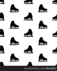 Ice Skate Icon Seamless Pattern, Ice Skating Shoes Icon Vector Art Illustration