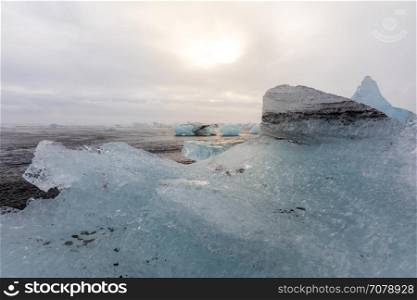 Iceberg Diamond beach at Vatnajokull Glacier Jokulsarlon Iceland