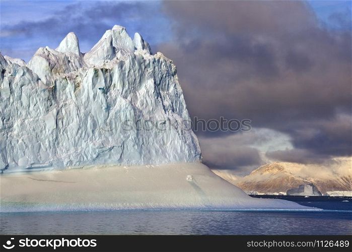 Iceberg floating in Scoresbysund on the east coast of Greenland.