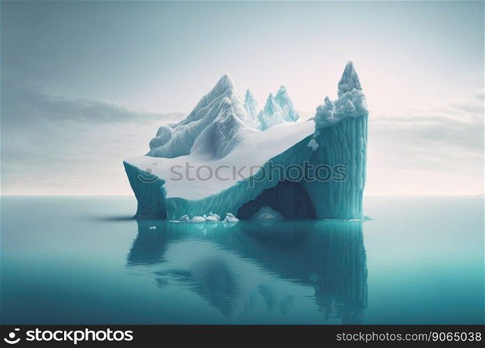 Iceberg in a ocean. White ice hu≥lump in water. Antarctic landscape. Ge≠rative AI.. Iceberg in a ocean. White ice hu≥lump in water. Antarctic landscape. Ge≠rative AI