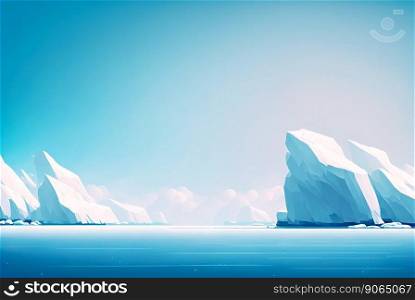 Iceberg in a ocean. White ice huge lump in water. Antarctic landscape. Generative AI.. Iceberg in a ocean. White ice huge lump in water. Antarctic landscape. Generative AI